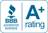 A logo for the BBB indicating an A+ rating